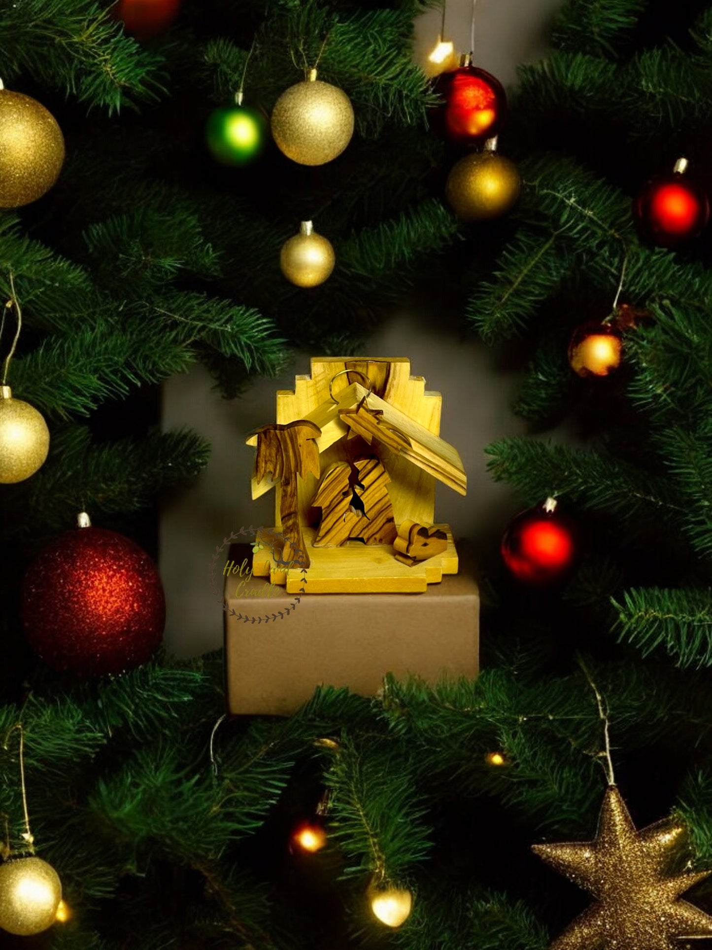 Olive Wood Ornament with Side Steps Wall