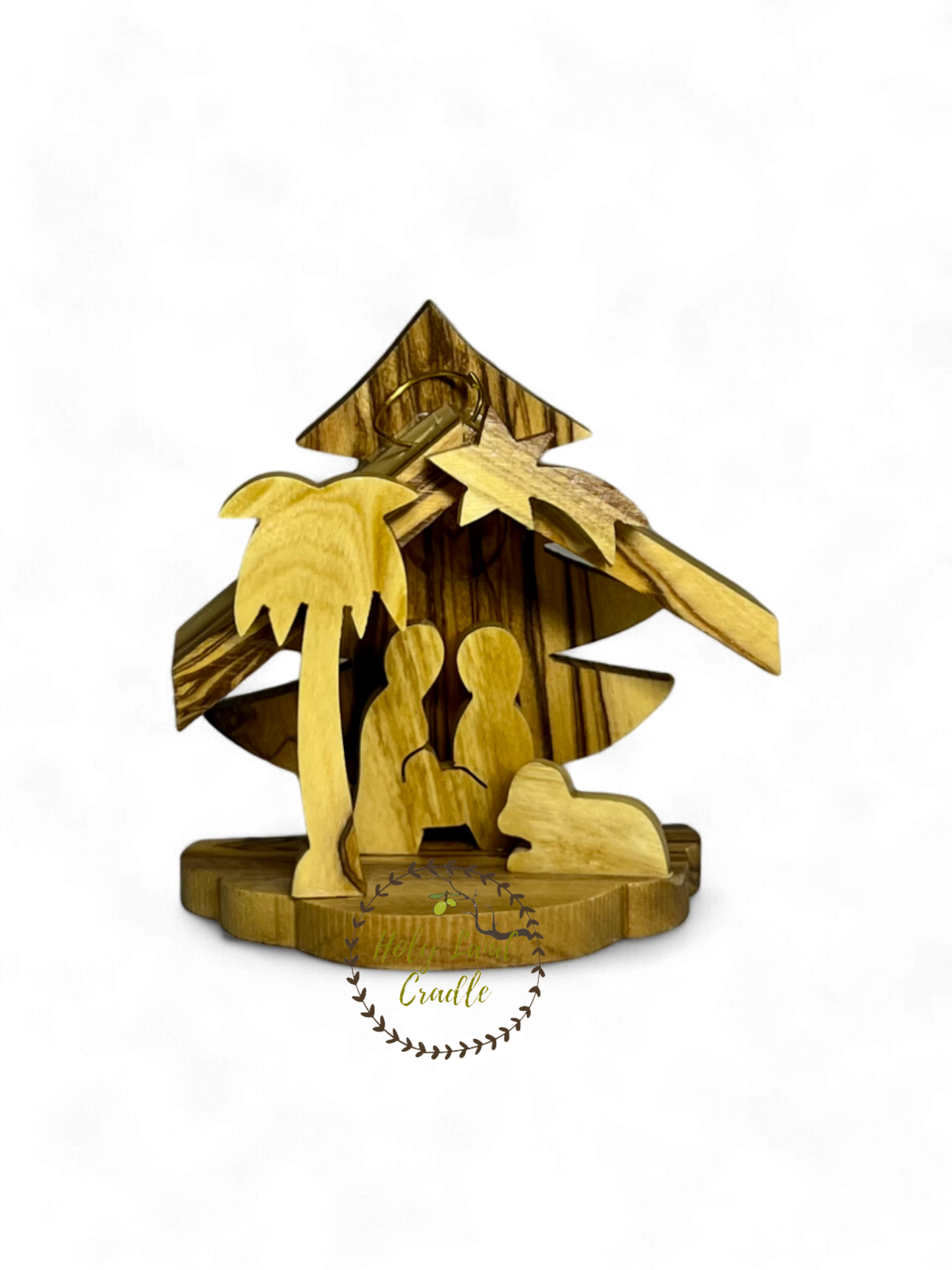 Olive Wood Ornament with Christmas Tree Shape Wall