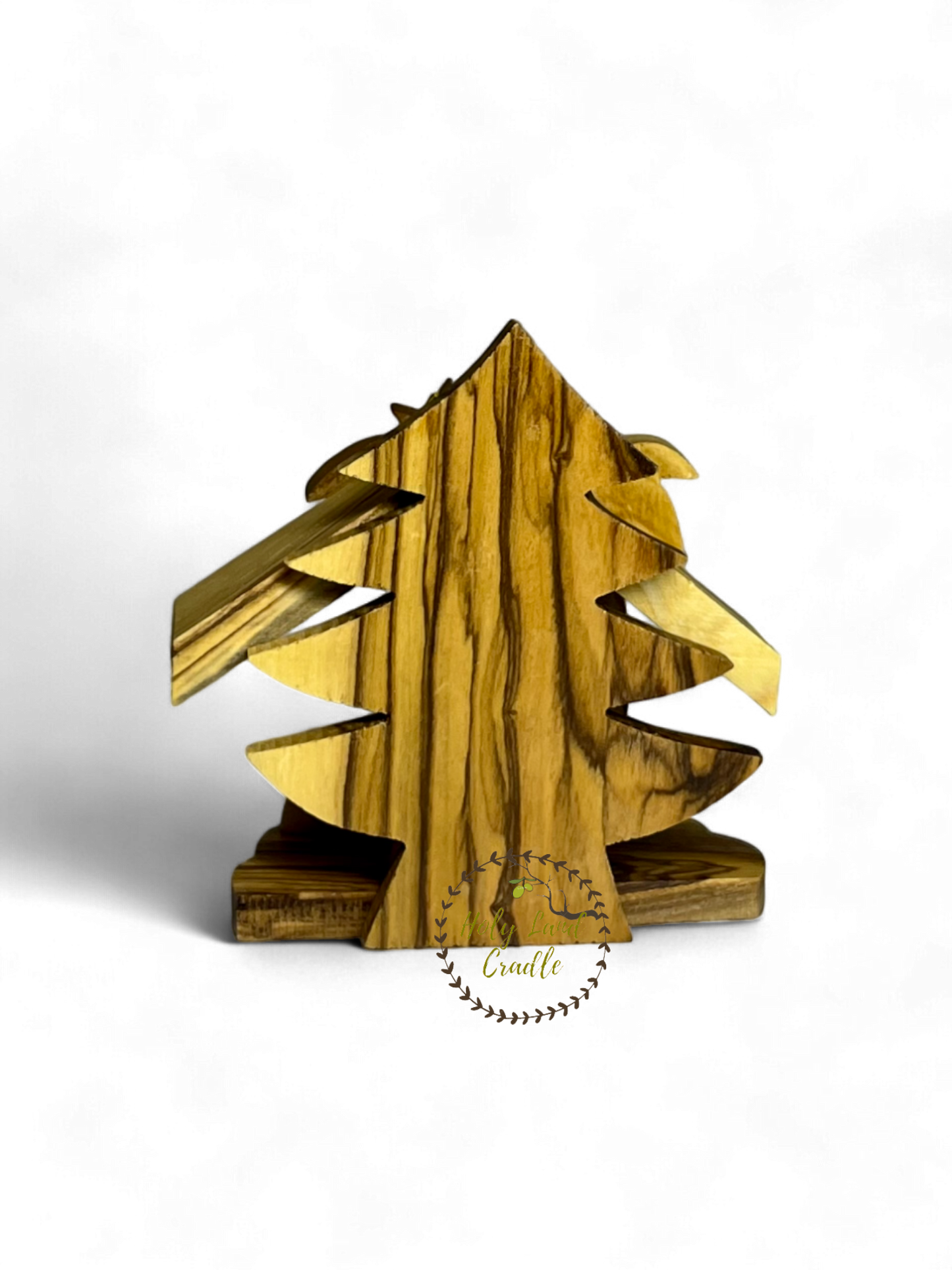 Olive Wood Ornament with Christmas Tree Shape Wall