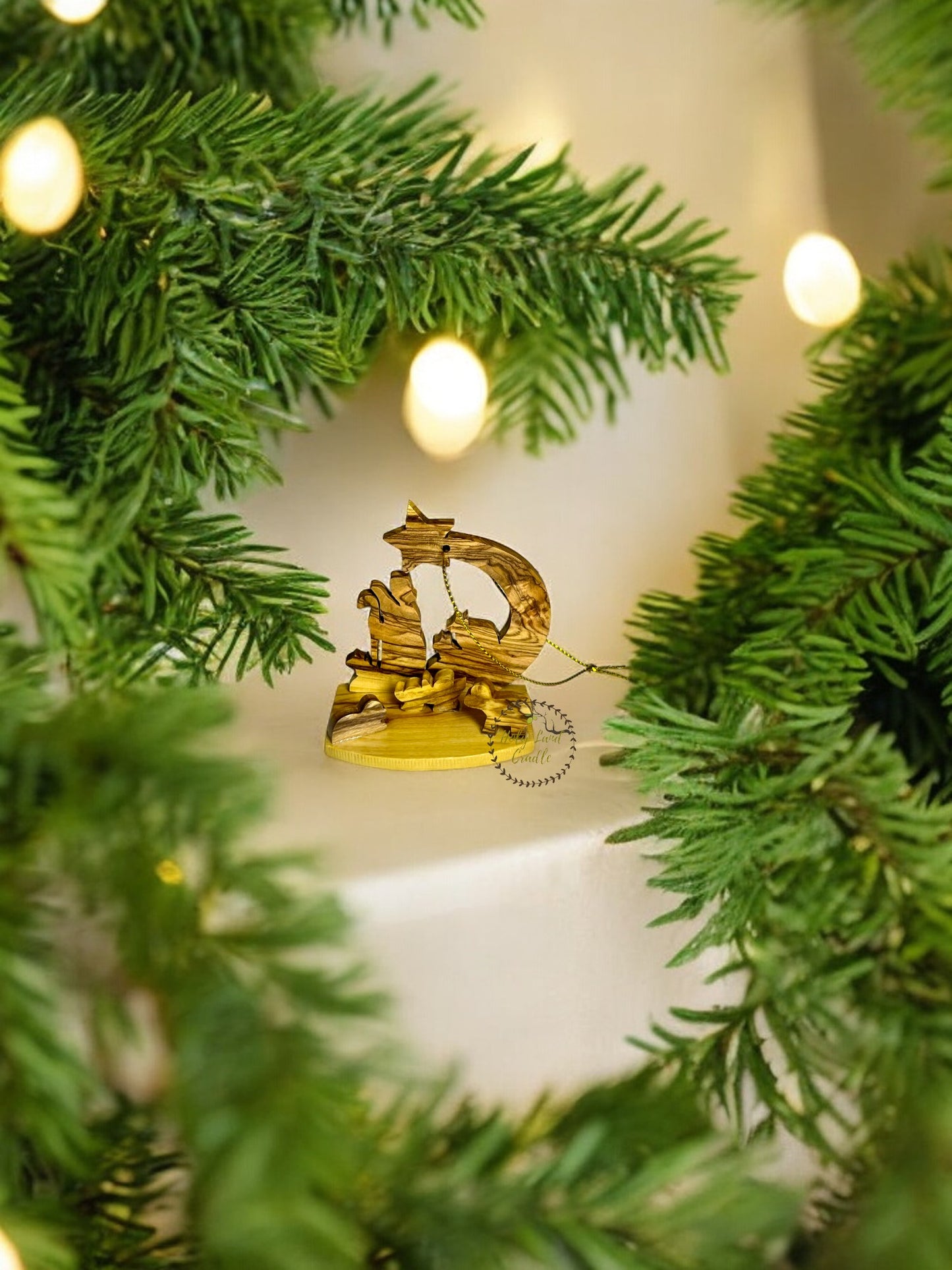 Olive Wood Ornament with Shooting Star