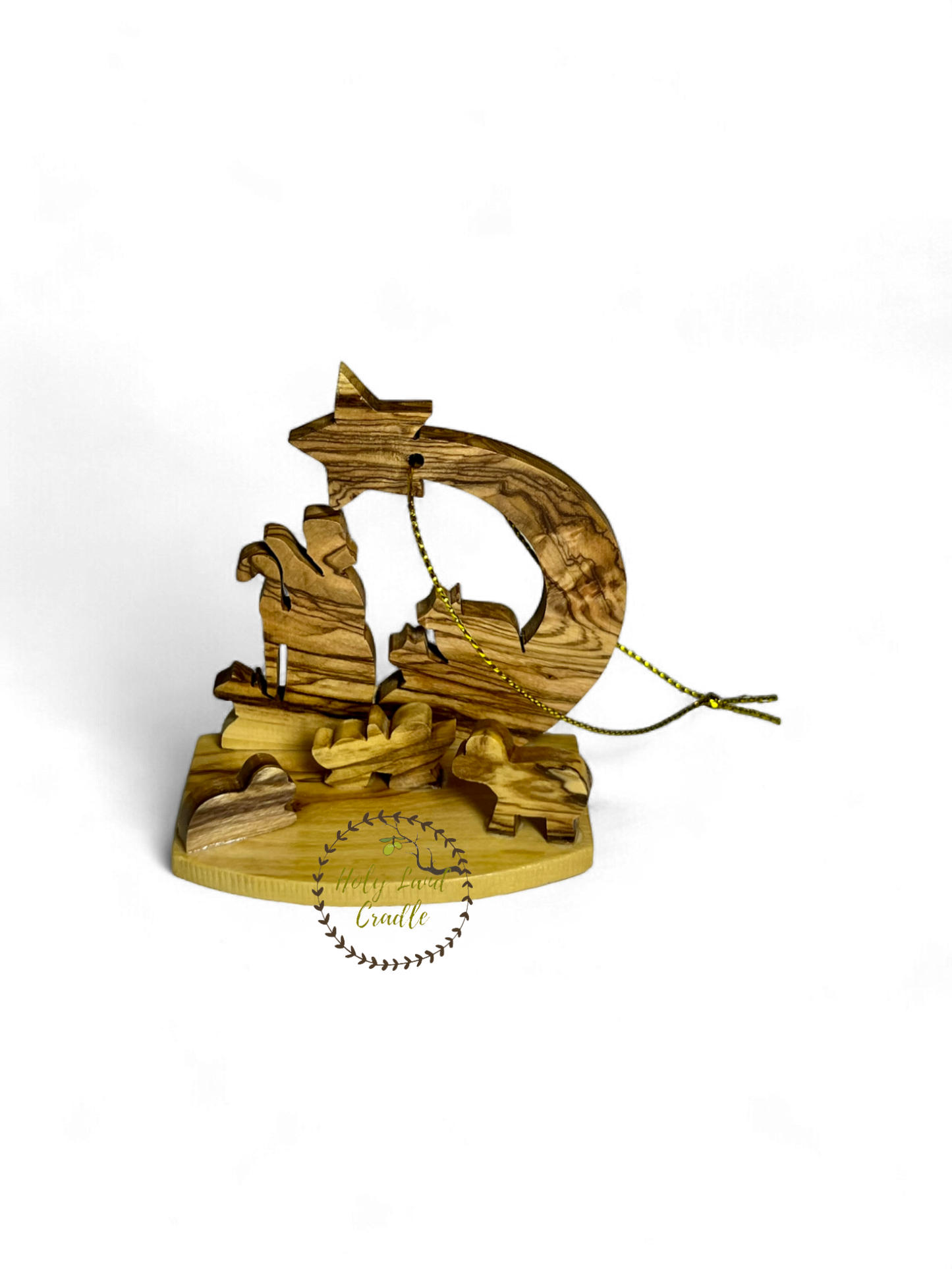 Olive Wood Ornament with Shooting Star