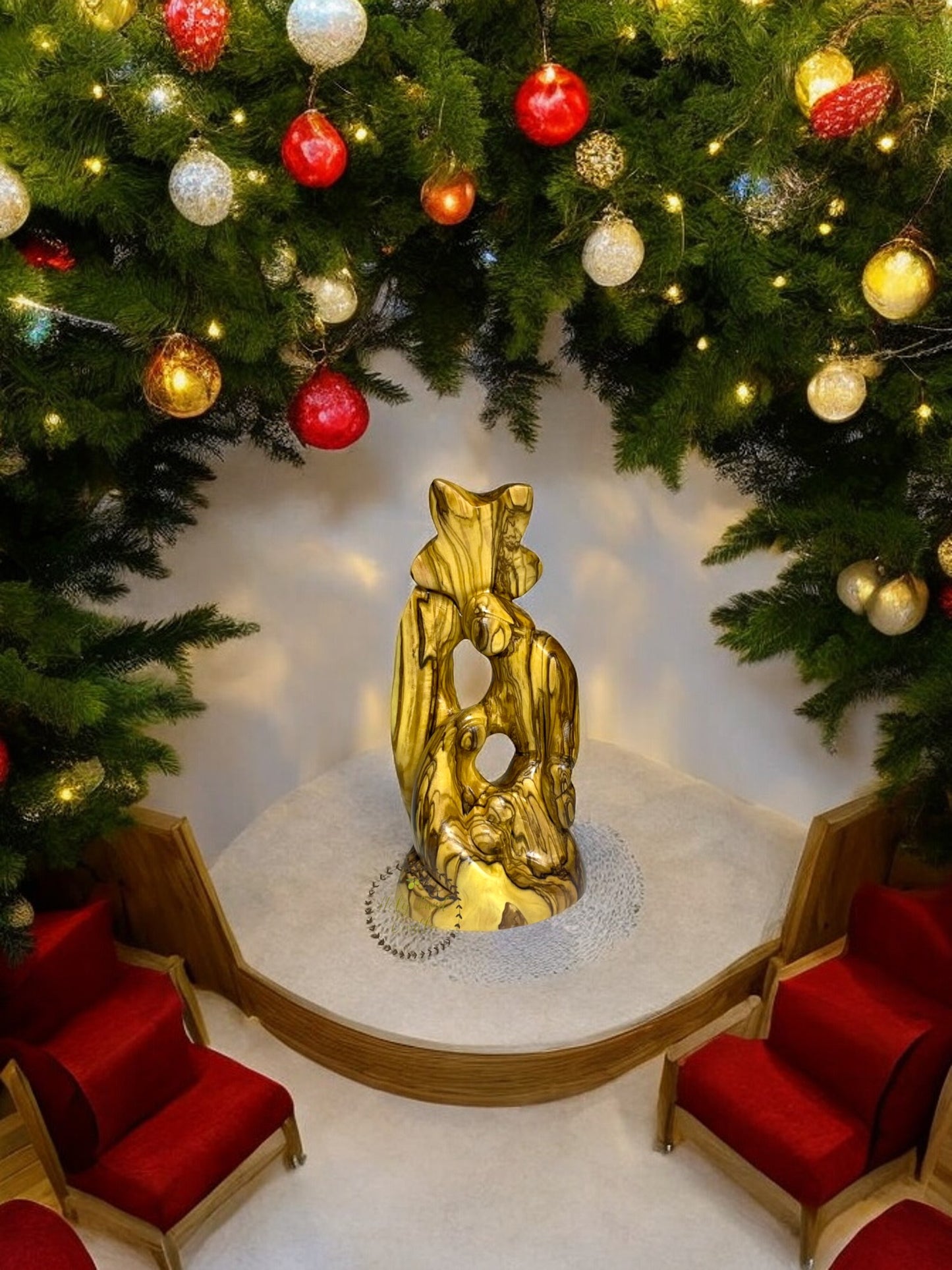 Olive Wood Carved Holy Family Star of Bethlehem