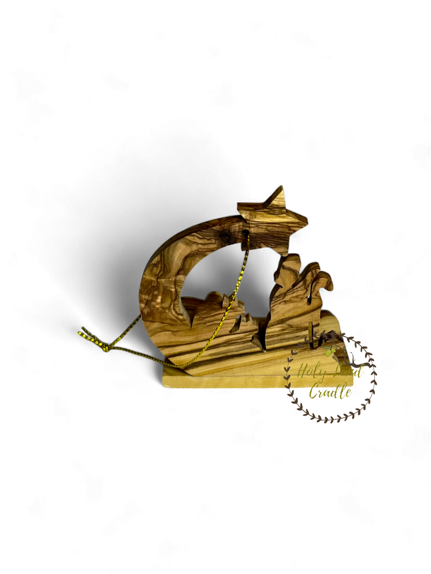 Olive Wood Ornament with Shooting Star