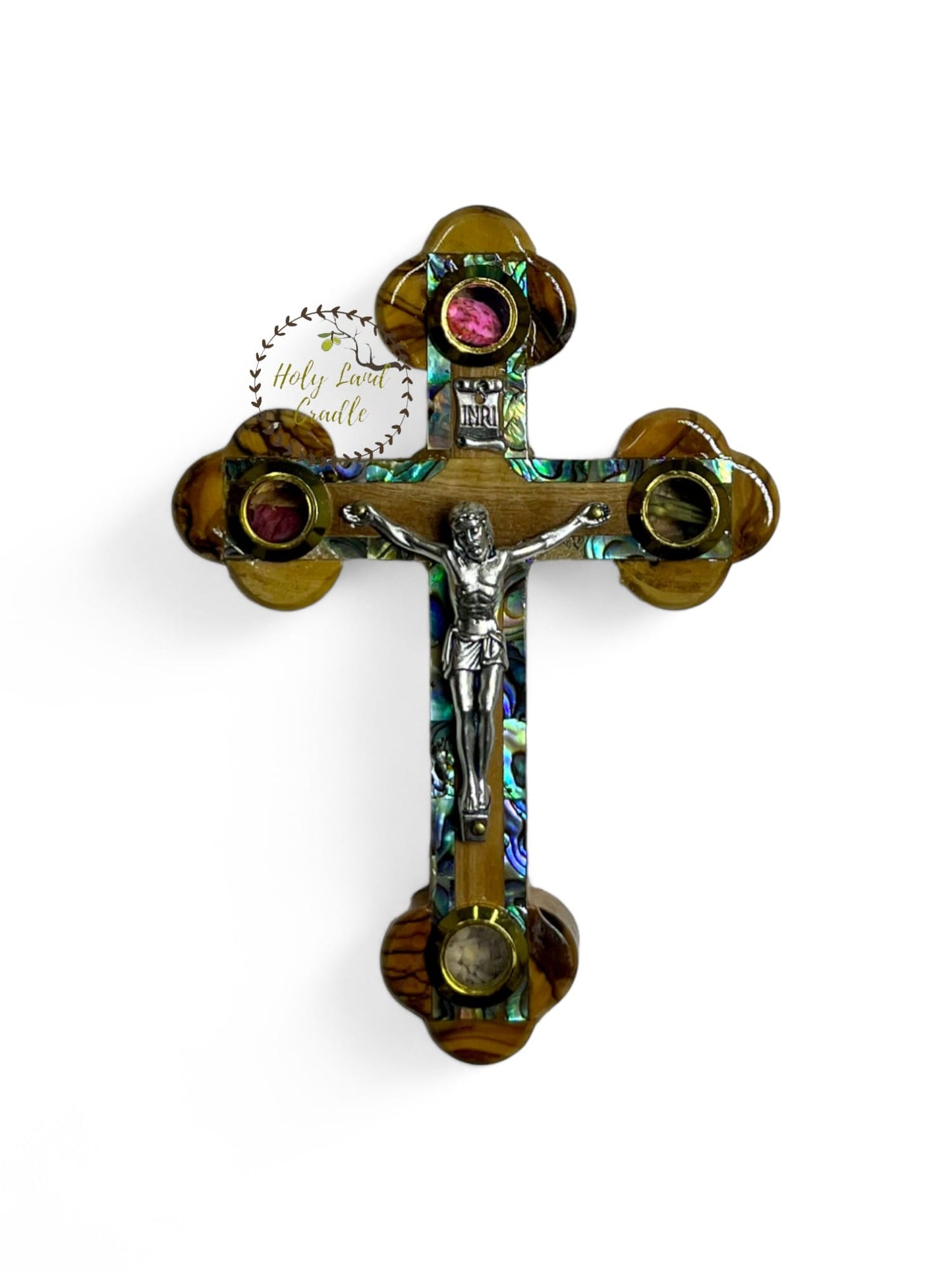 Olive wood With Mother of Pearl Frame wall Cross with Corpus