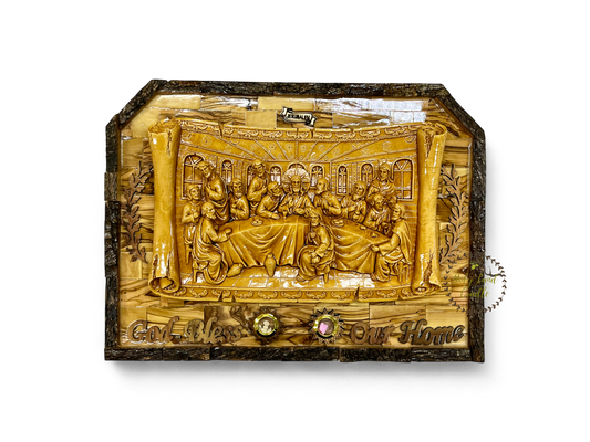 Olive Wood Last Supper With Natural Bark