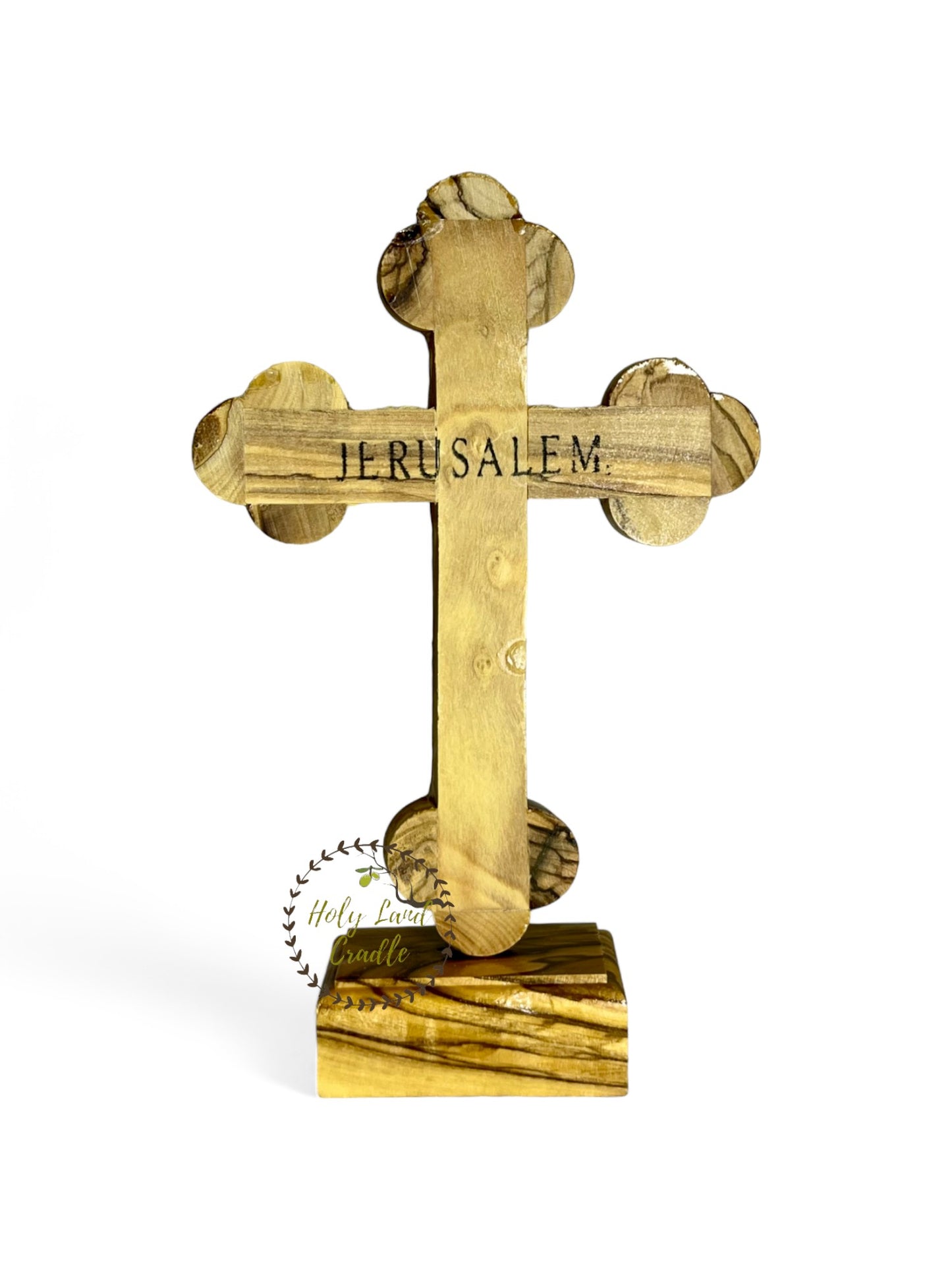 Olive Wood Cross With Corpus & 4 Glasses with Base