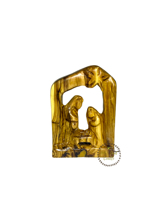 Olive Wood Holy Family In Door Shape