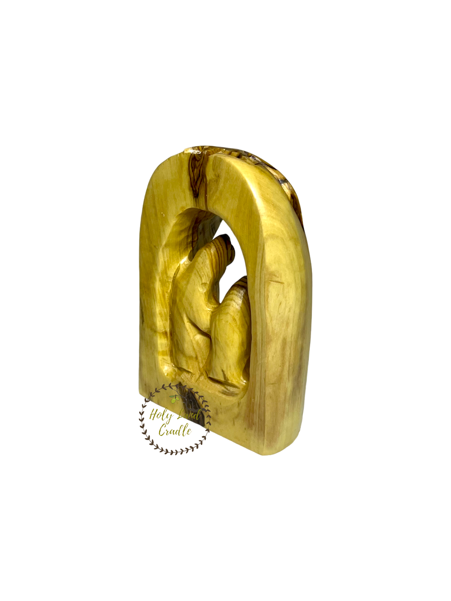 Olive Wood Holy Family in Bell Shape
