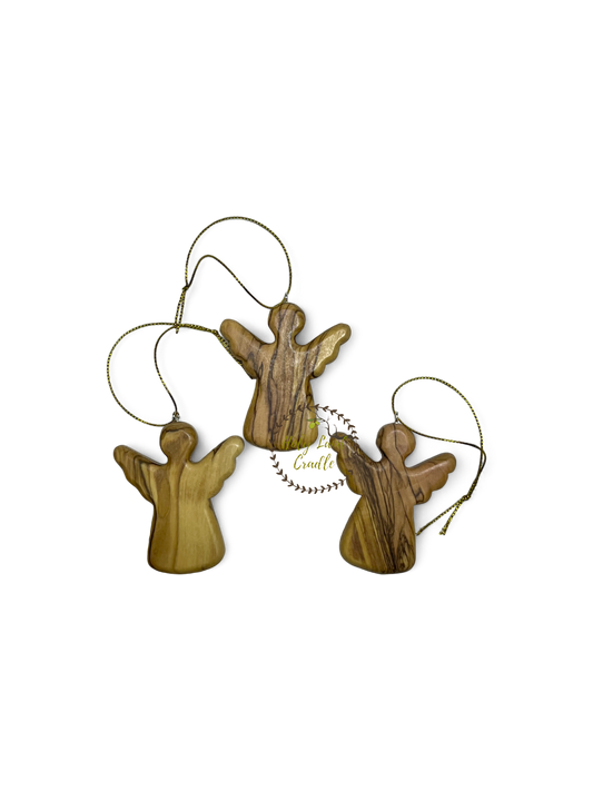 Olive Wood Angel Ornament