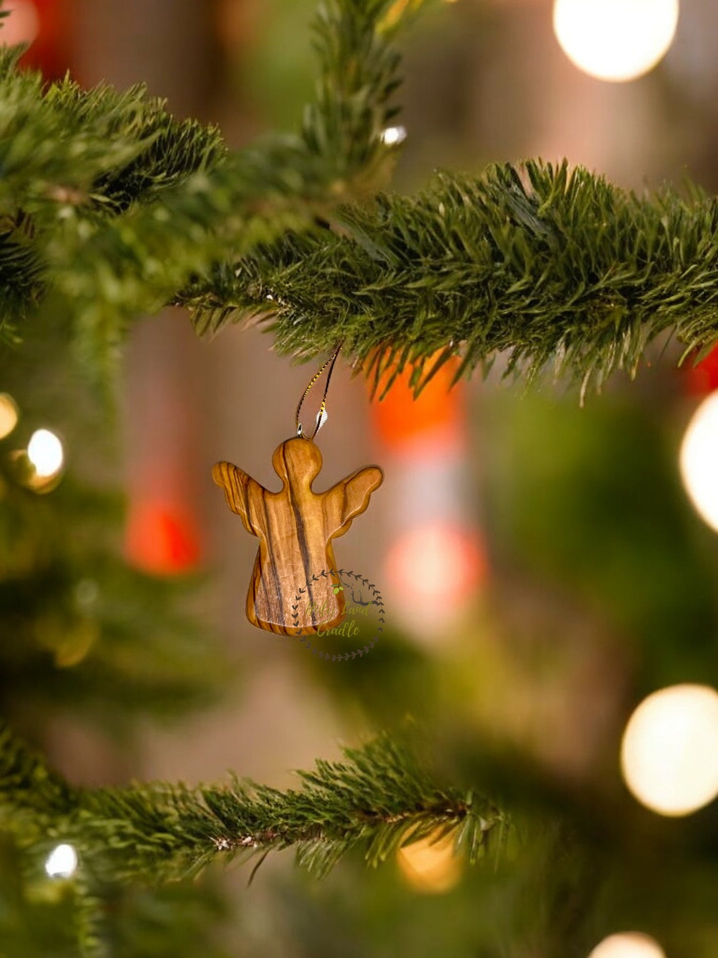 Olive Wood Angel Ornament