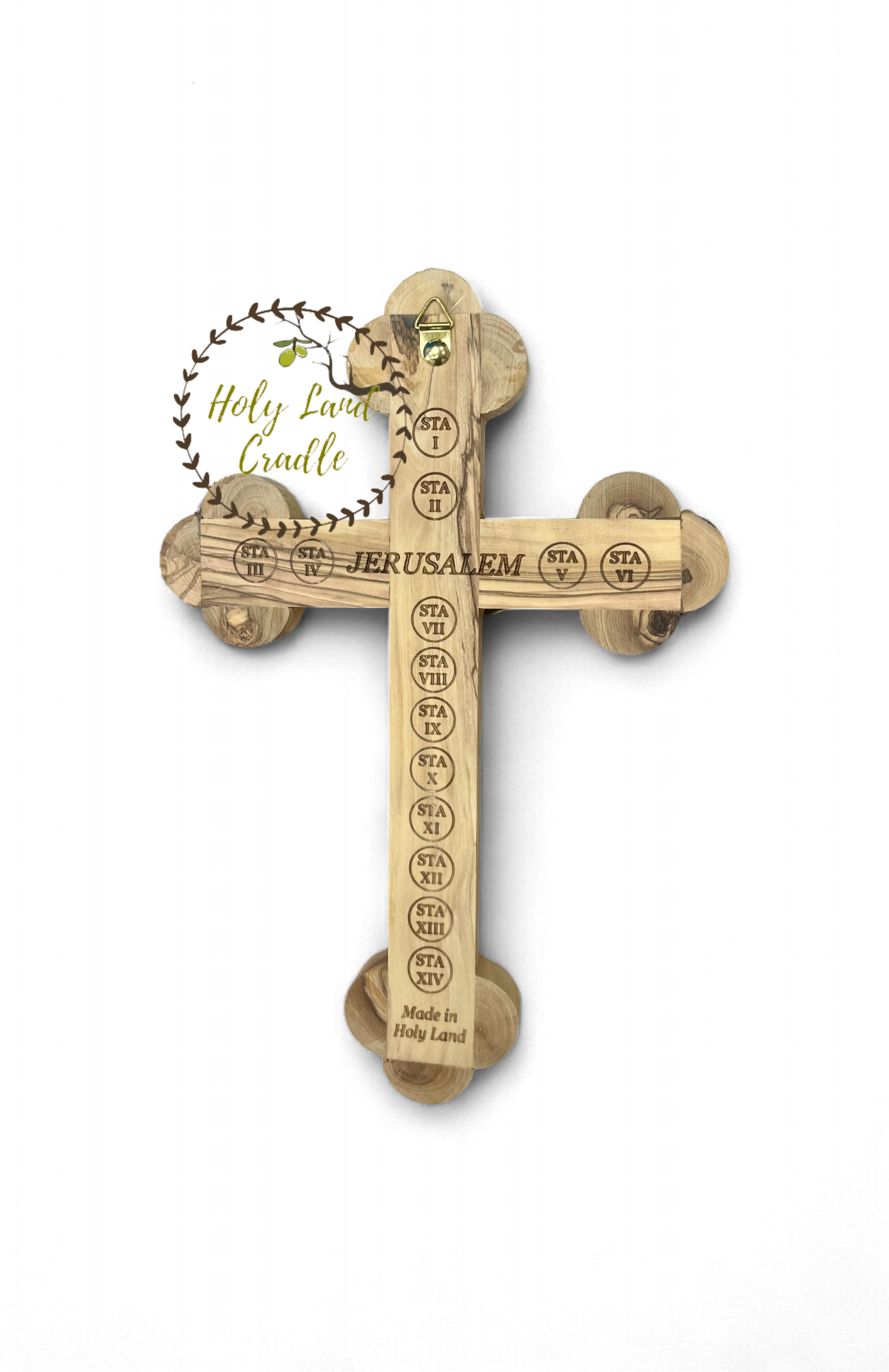 Olive Wood Cross With Corpus & 4 glasses