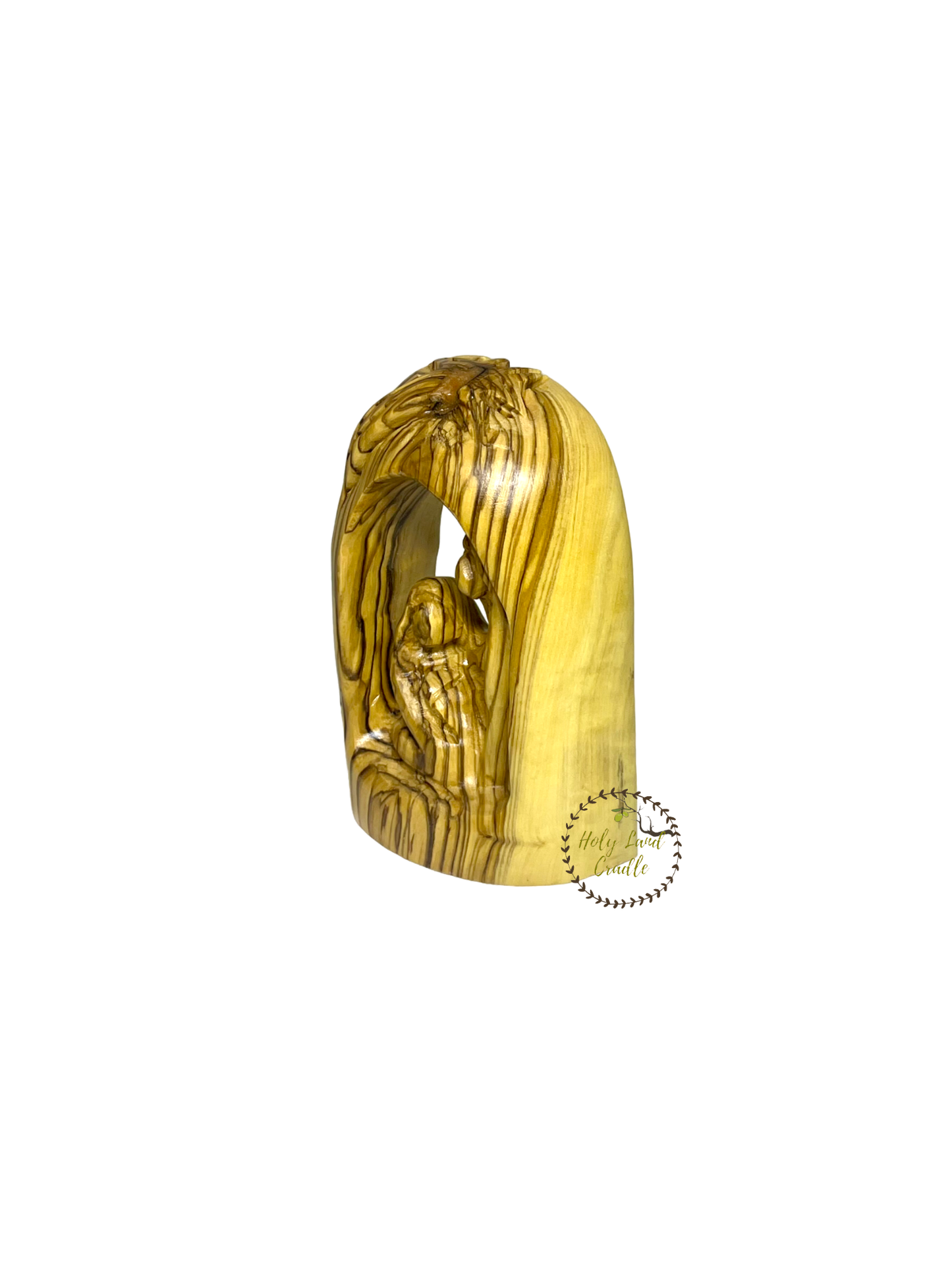 Olive Wood Holy Family in Bell Shape