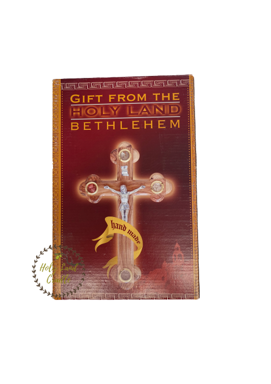 Olive Wood Cross With Corpus & 4 glasses