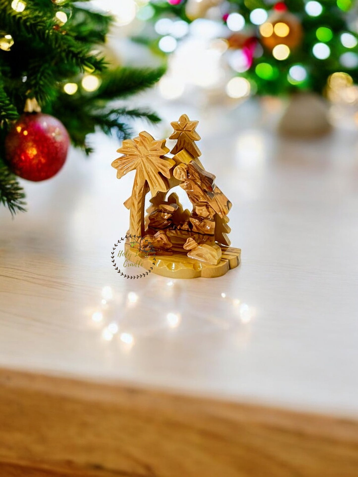 Olive Wood Church Shaped Nativity Scene