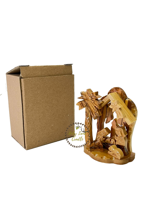 Olive Wood Candle Shaped Nativity Scene