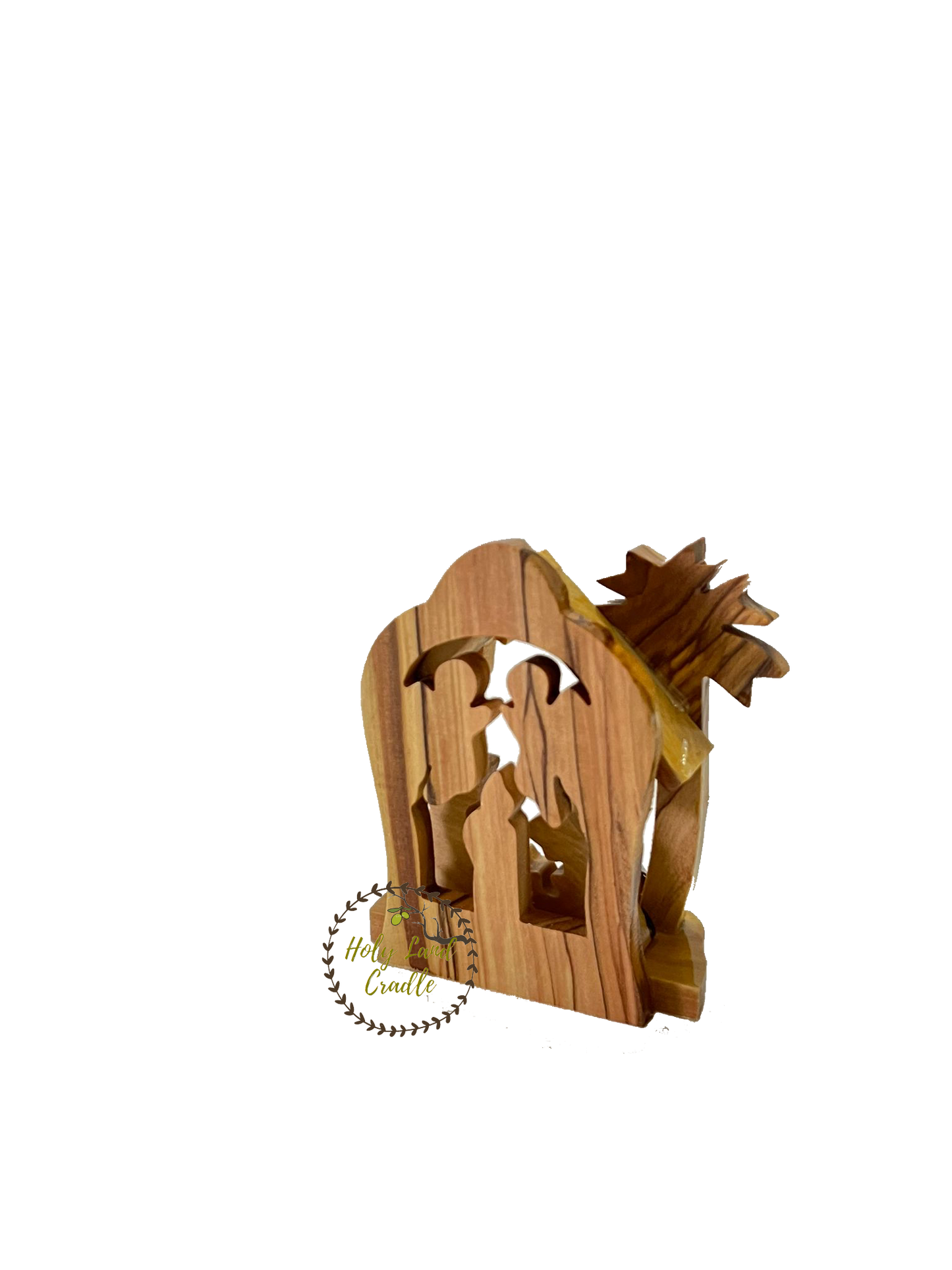 Olive Wood Candle Shaped Nativity Scene