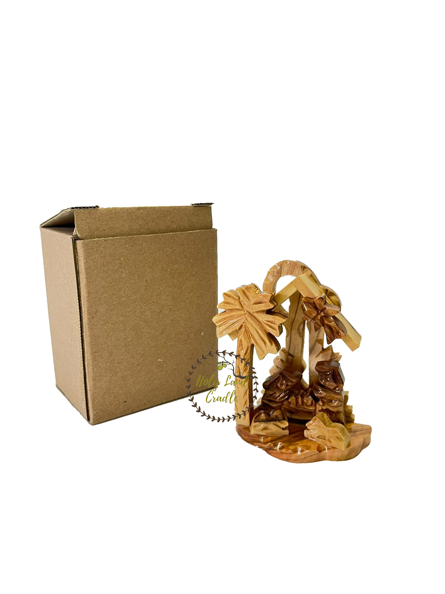 Olive Wood Candle Shaped Nativity Scene