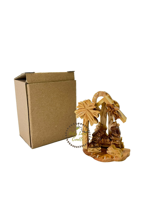 Olive Wood Candle Shaped Nativity Scene