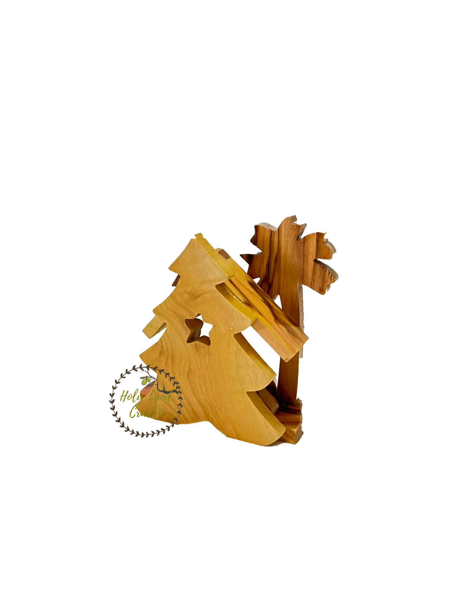 Olive Wood Christmas Tree Nativity Scene