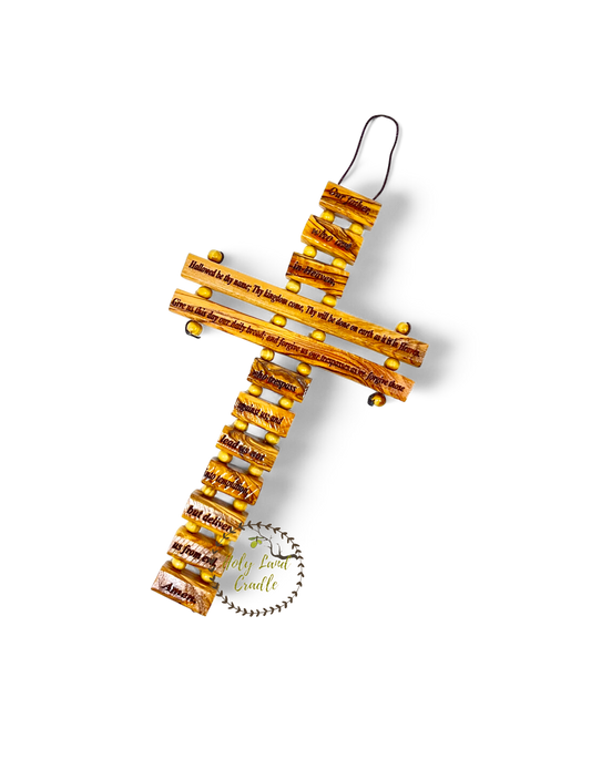 Olive Wood "The Lord's Prayer" on a Cross
