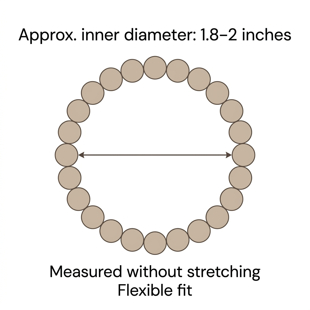 Guía de diámetro interior de pulsera: aproximadamente 1.8–2 pulgadas, medida sin estirar y ajuste flexible