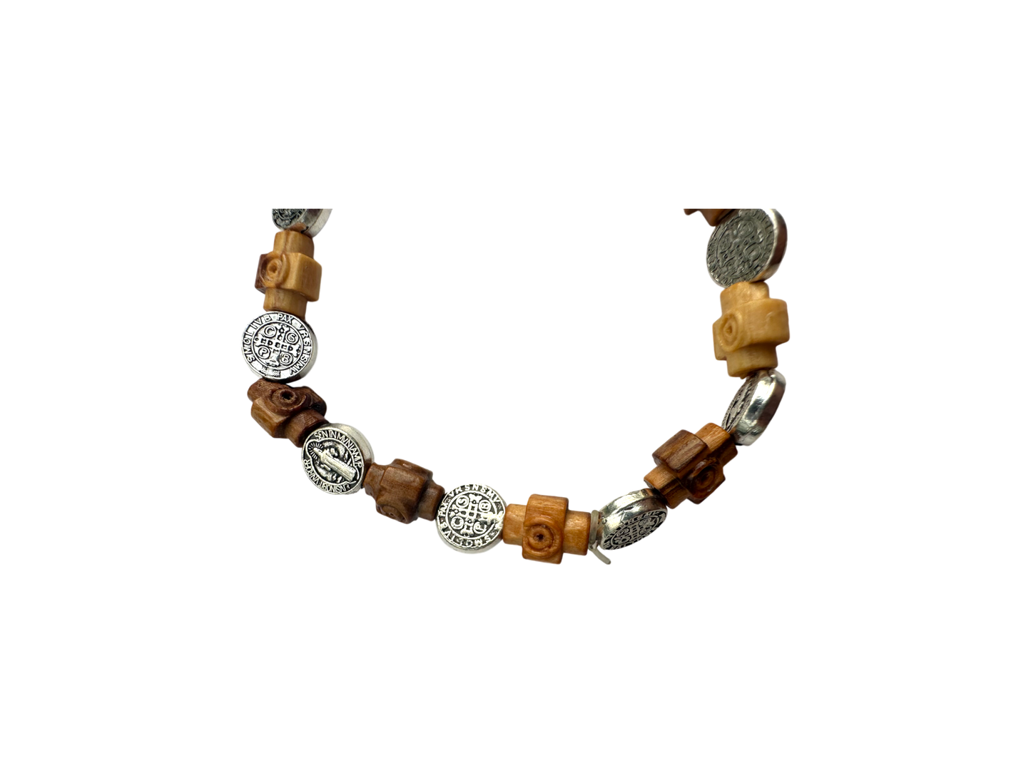 Olive Wood Cross and Sacred Icons Bracelet