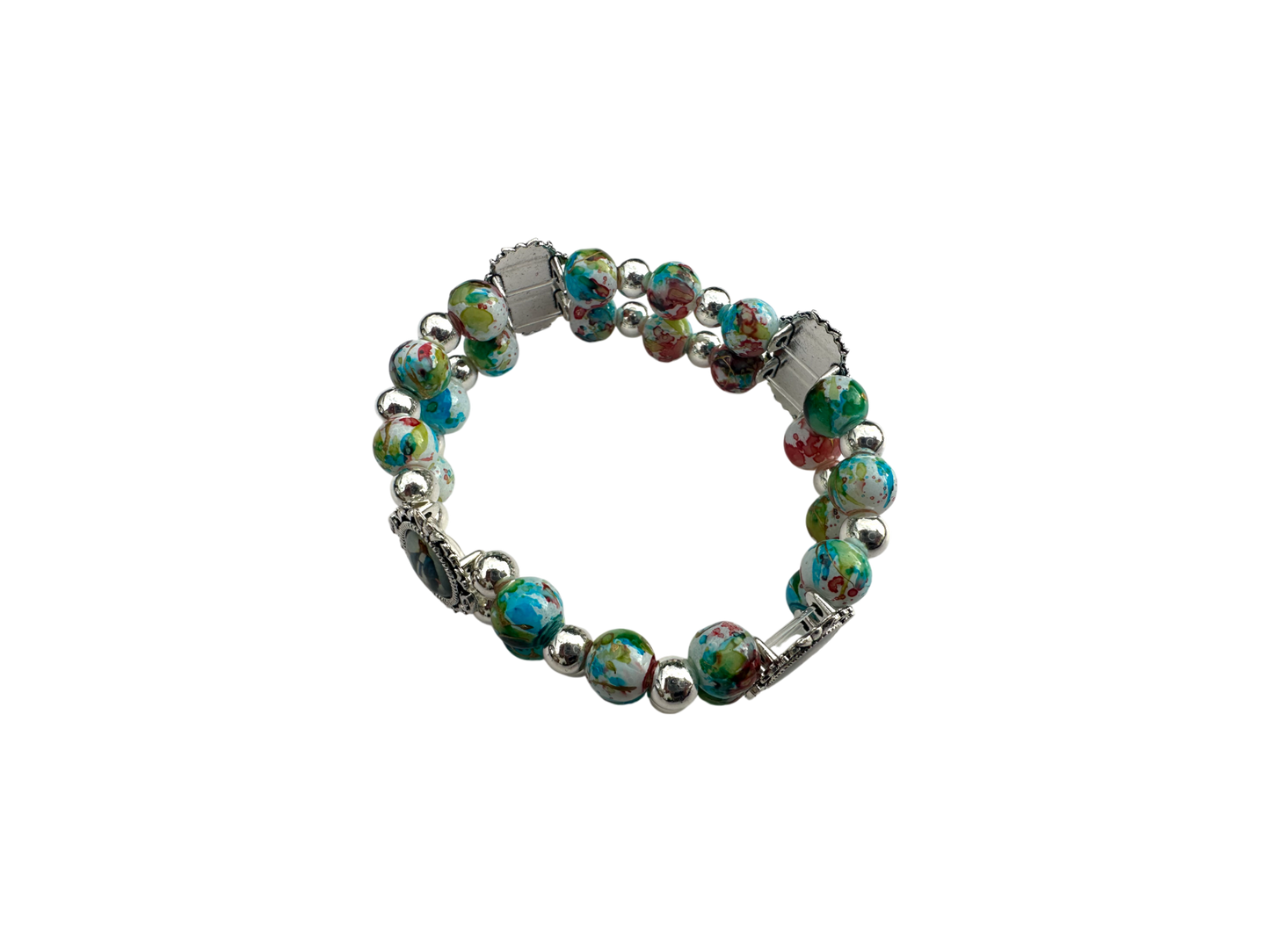 Round colorful Malachite Double Bracelet