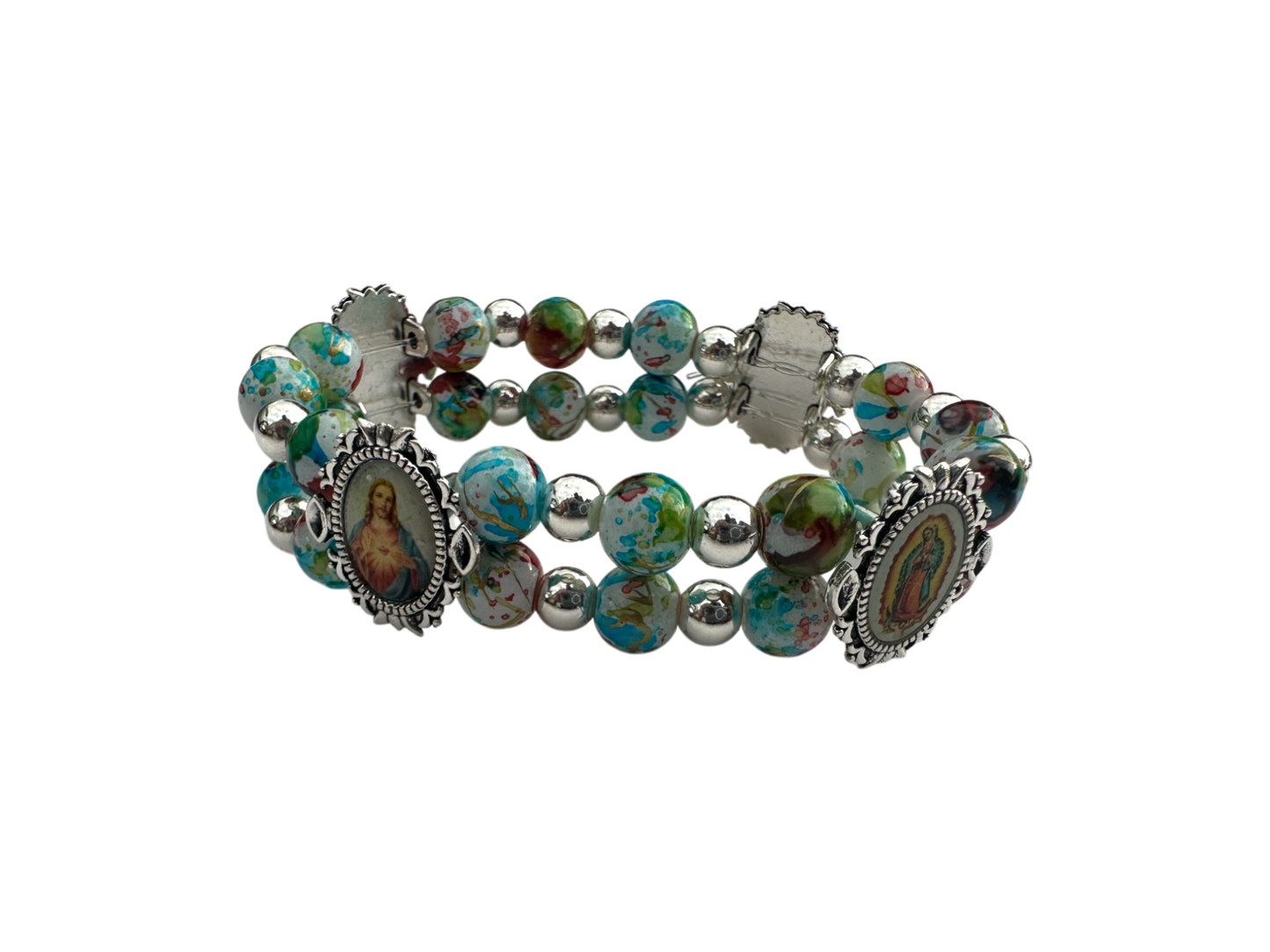 Round colorful Malachite Double Bracelet