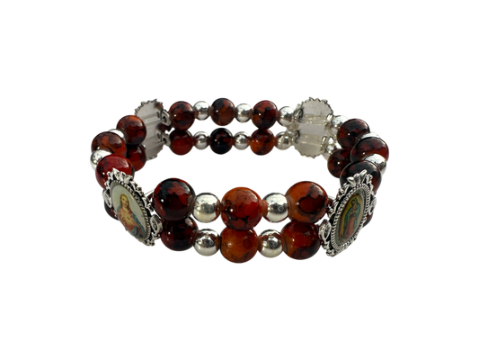 Round Brown Malachite Double Bracelet