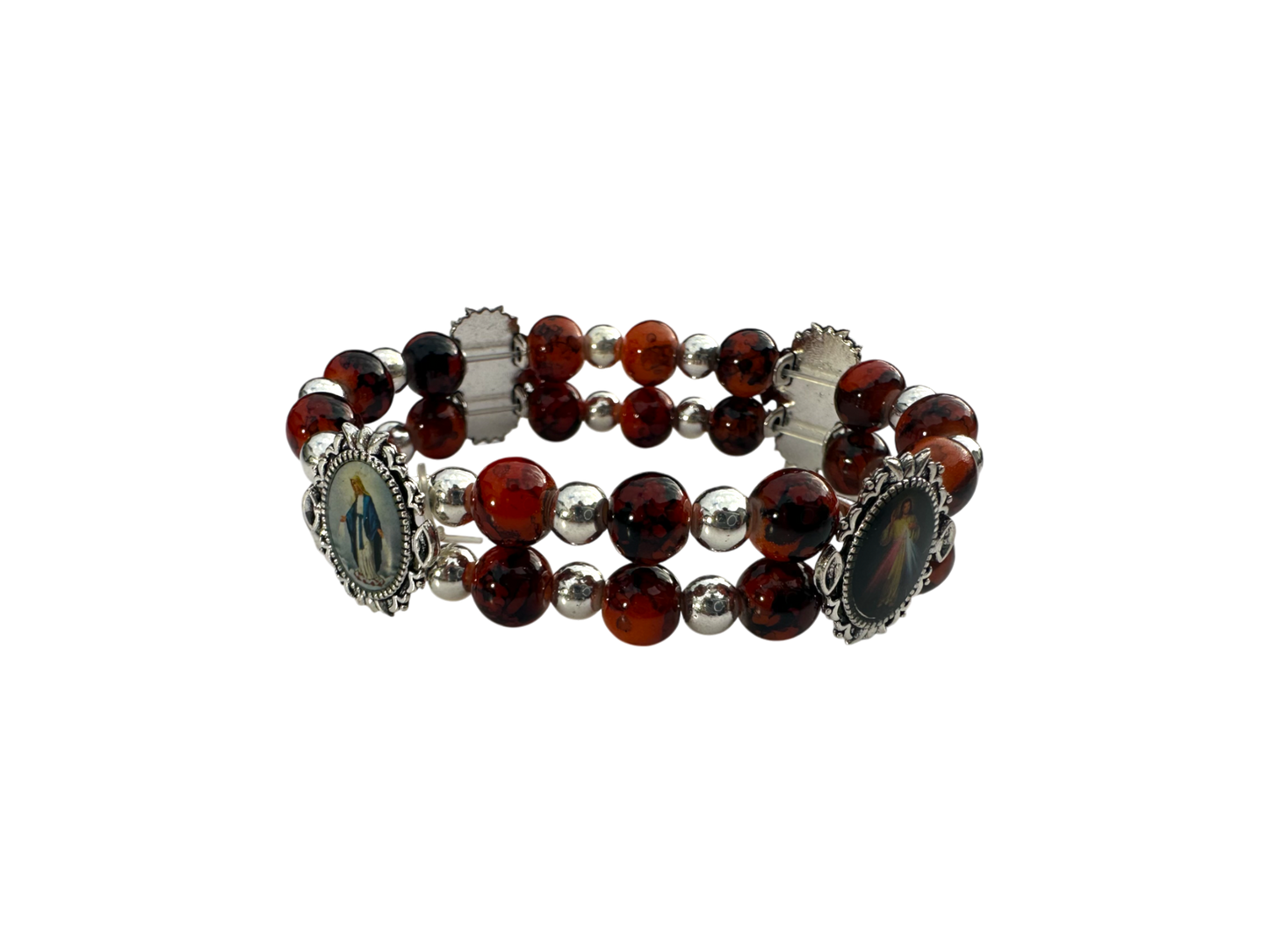 Round Brown Malachite Double Bracelet