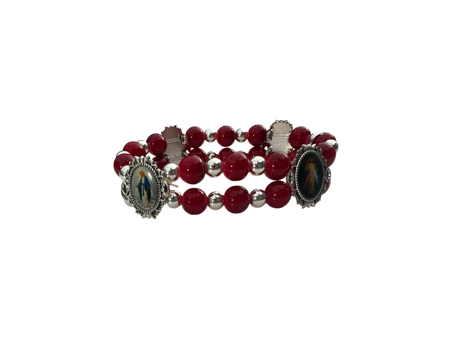 Round Red Malachite Double Bracelet