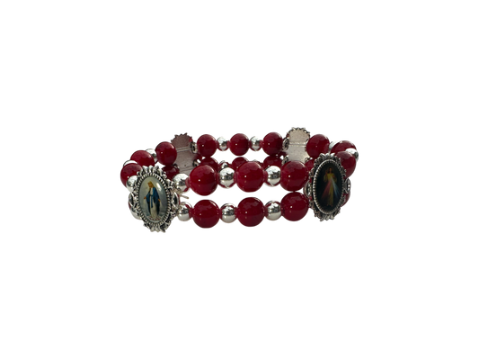 Round Red Malachite Double Bracelet