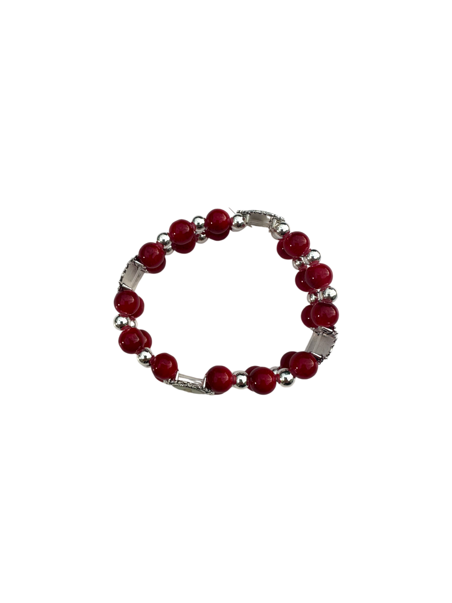 Round Red Malachite Double Bracelet
