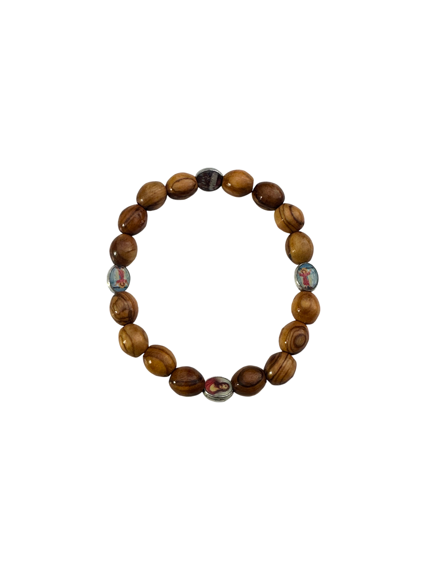 Olive Wood Round Beads with Icons