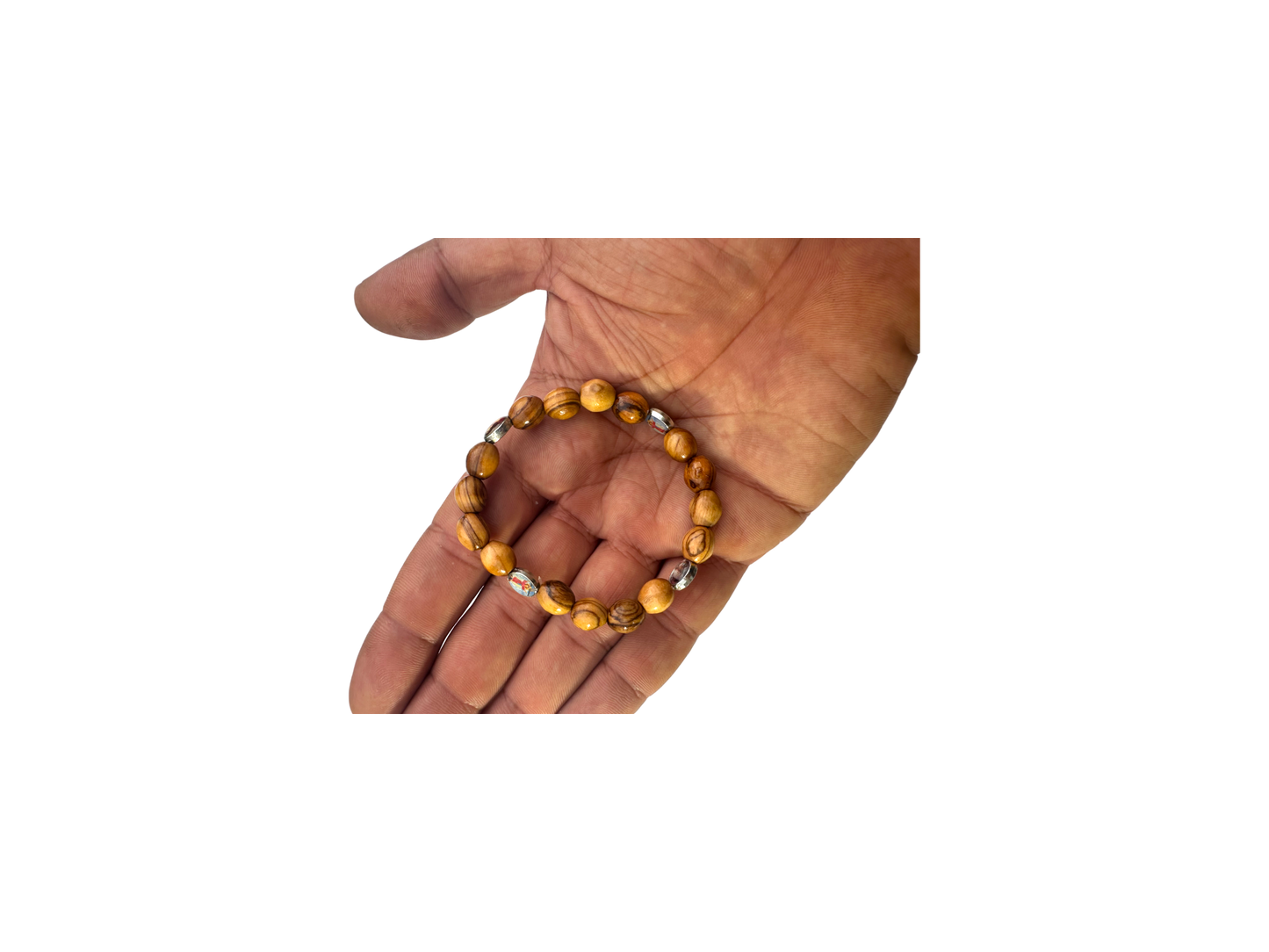 Olive Wood Round Beads with Icons