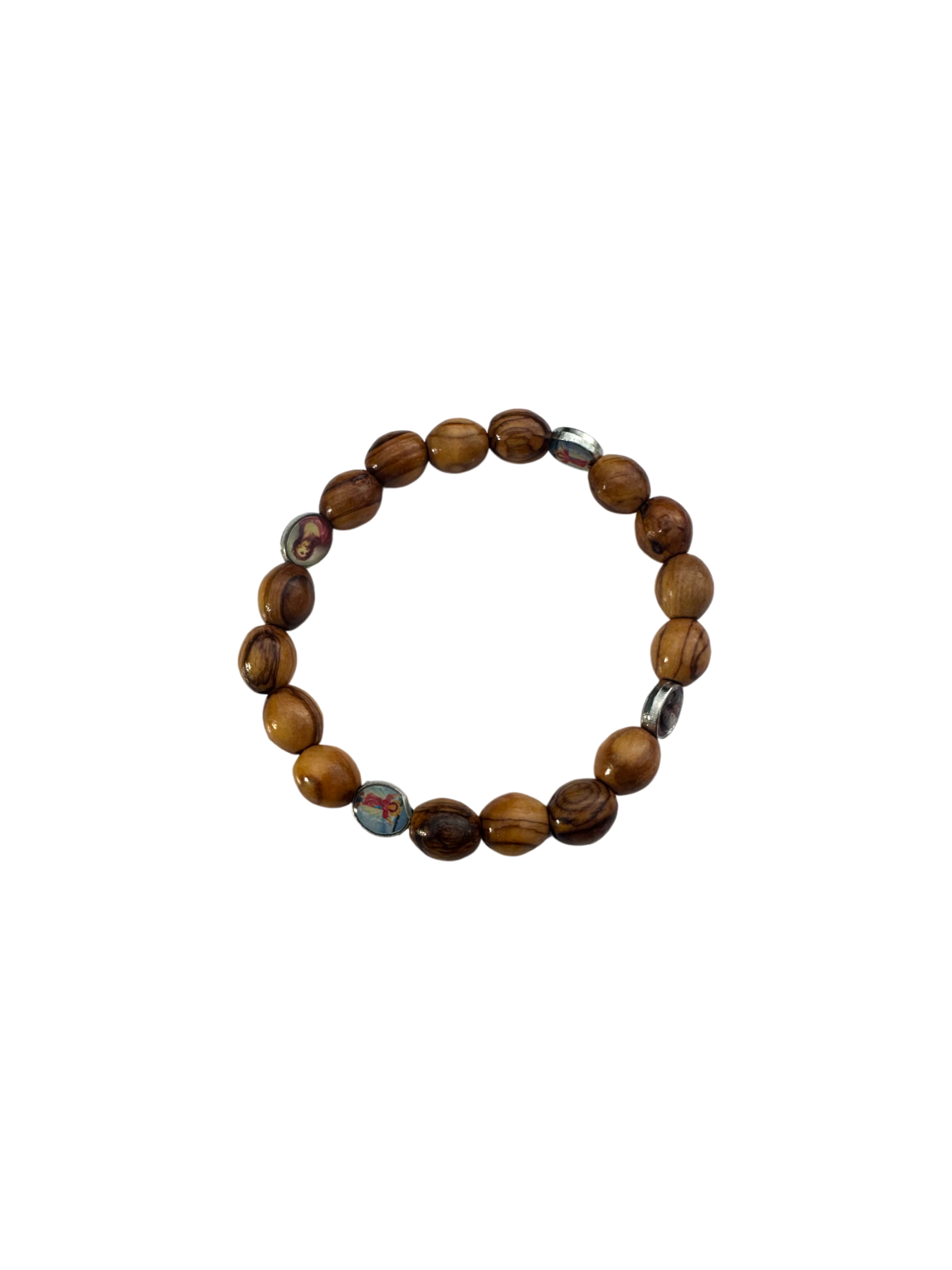 Olive Wood Round Beads with Icons
