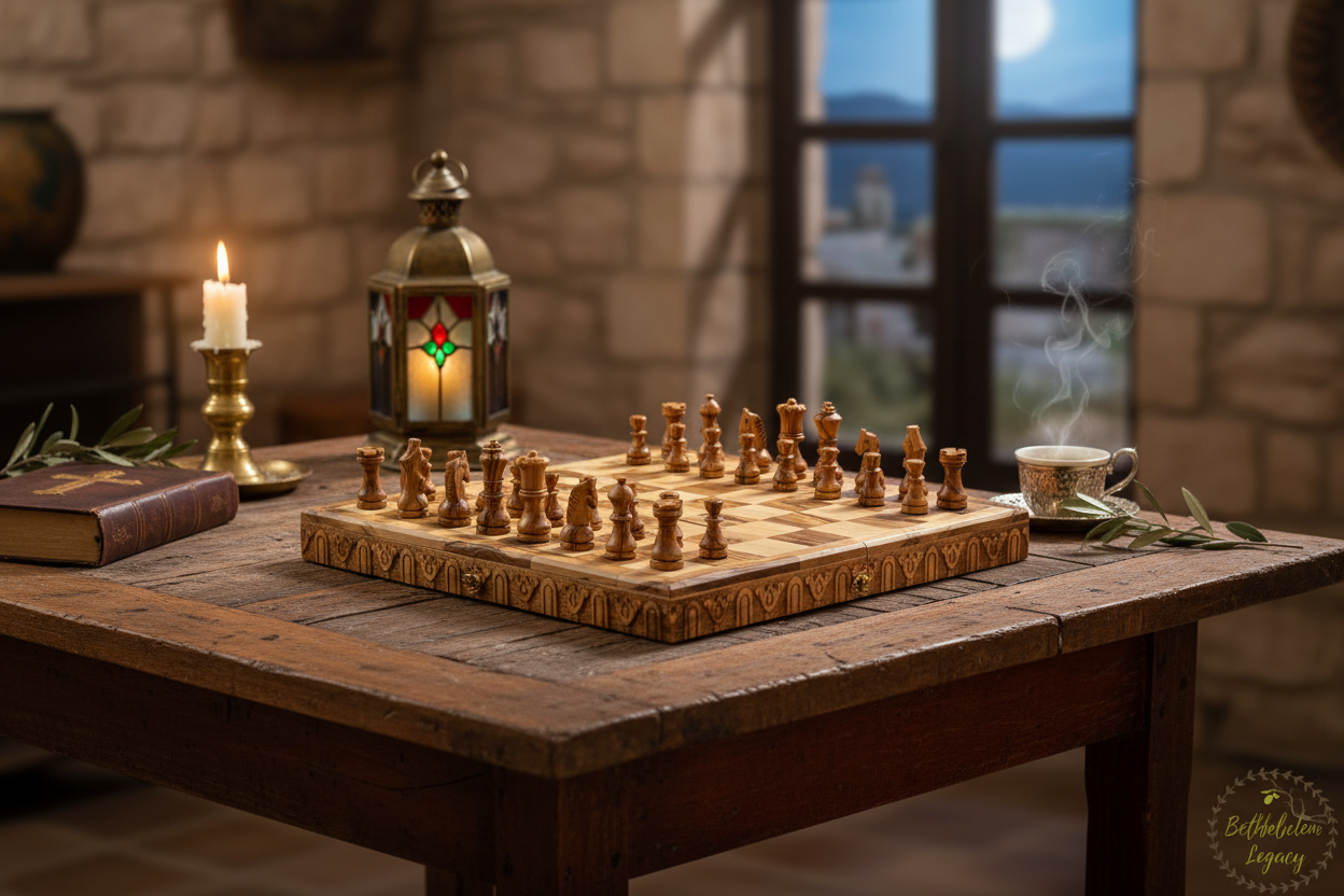 Olive Wood Chess Set | Holy Land Masterpiece