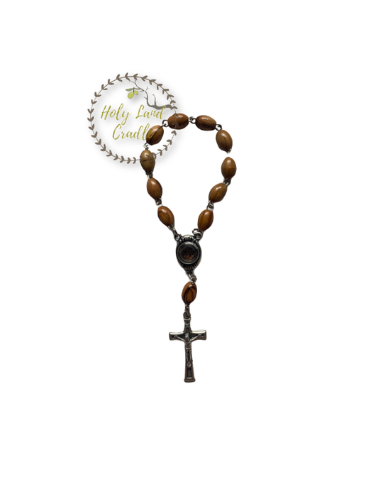 One Decade Rosary Olive Wood with Holy Sand