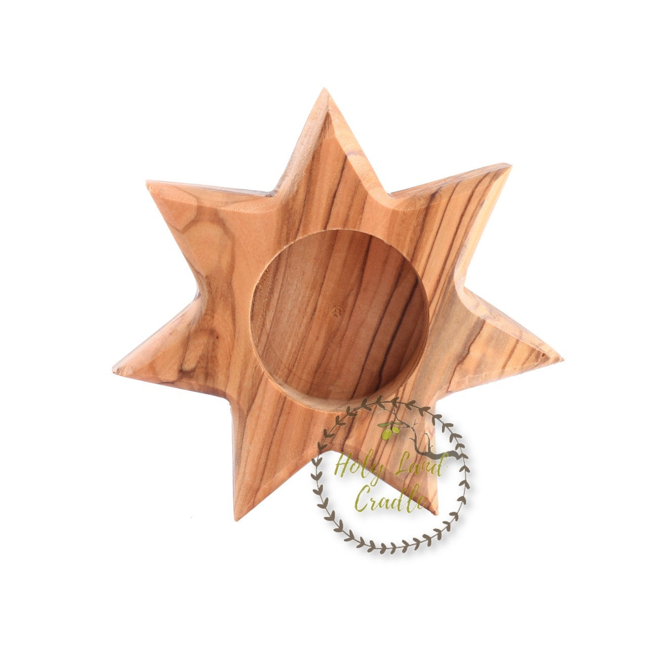 Olive Wood Star Candle Holder