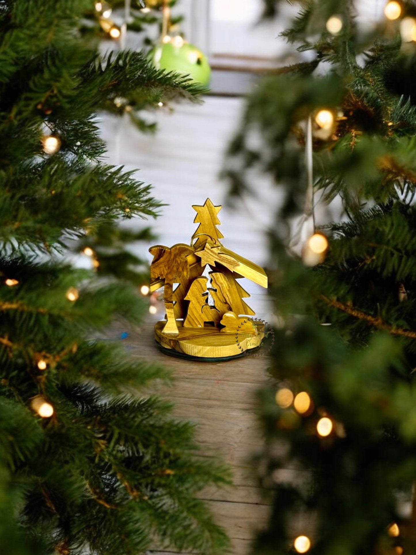 Olive wood  Ornament with Tree Shape Wall