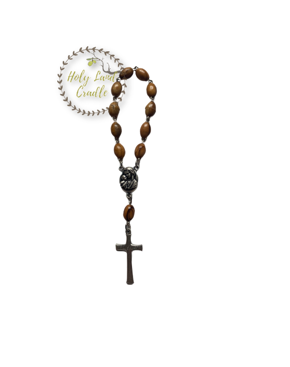 One Decade Rosary Olive Wood with Holy Sand